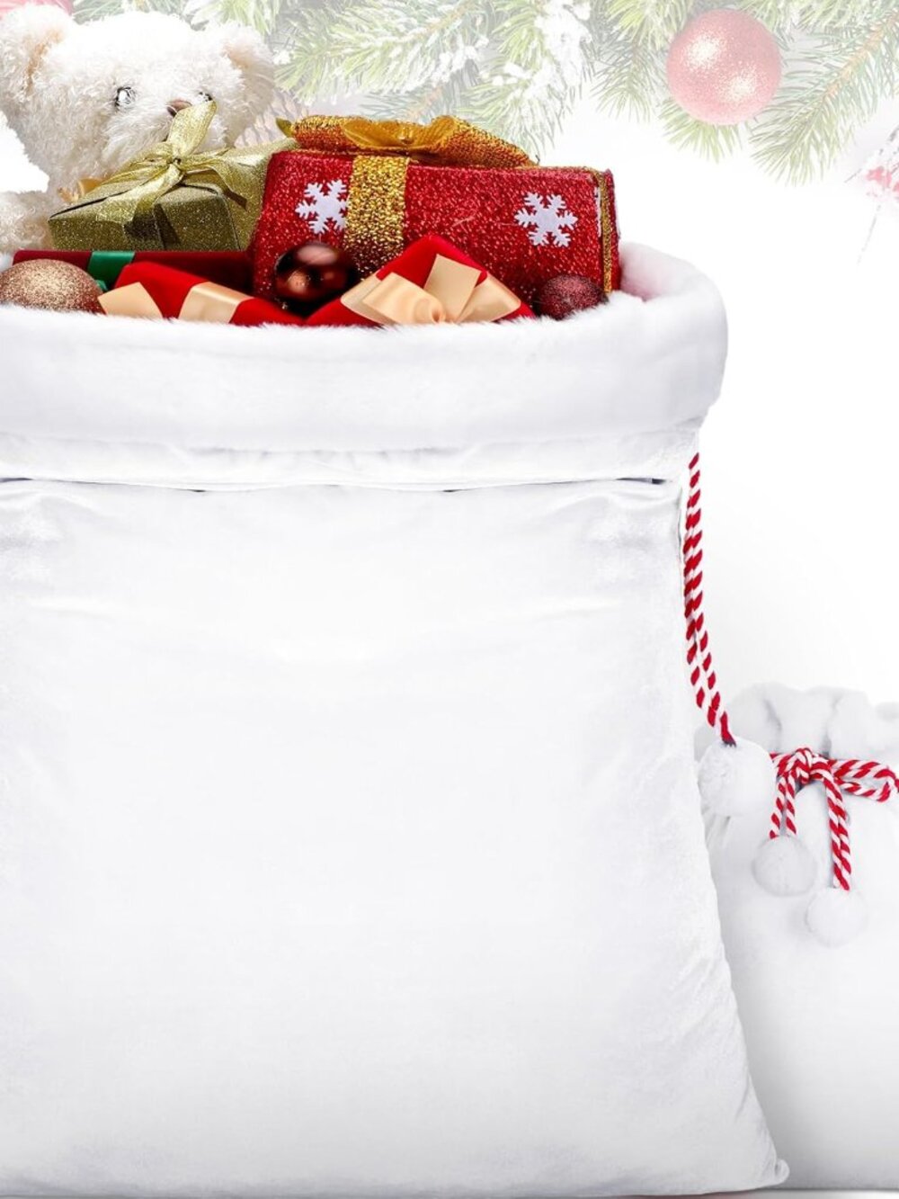 2 Pieces Christmas Velvet Santa Bags with Drawstring in 2 Size Large Christmas B